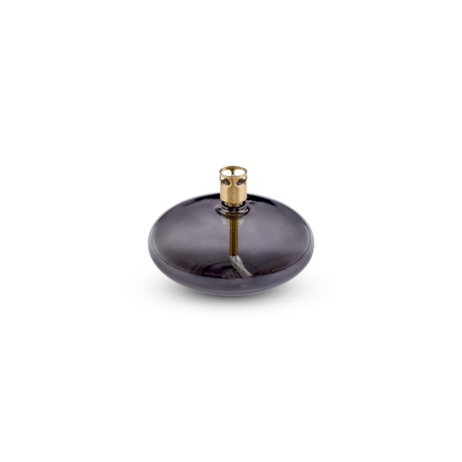[1152] Lampe à huile galet Disc – verre fumé, laiton – S Ø 10 × 5 cm