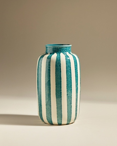 [12BIGVASRIV-BLEU] Grand vase décoratif riviera - bleu sarah - D20 H36 cm