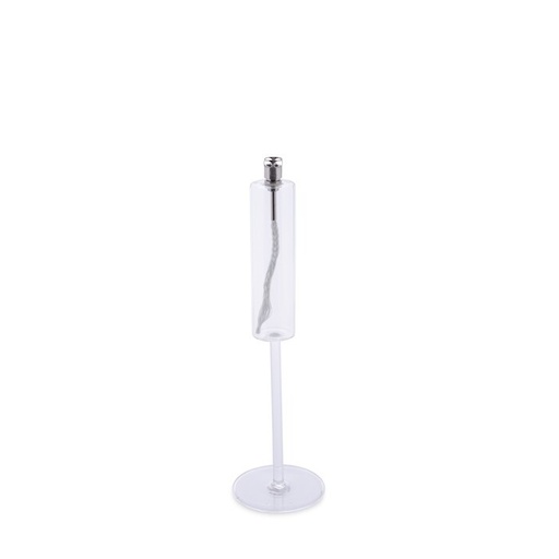[1296] Lampe à huile bougie – verre clair, chrome – M 4 × 4 × 30 cm