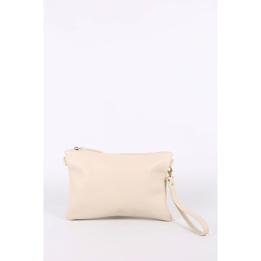 [1038-112] Sac Anna pochette 100% cuir de vachette – Crème