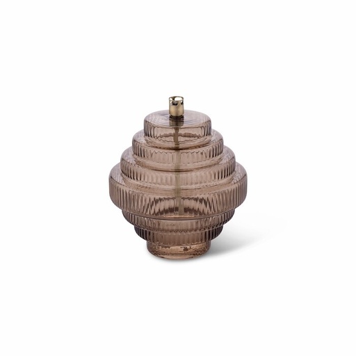[1305] Lampe à huile Twin – verre champagne, laiton – M Ø 15 × 17,5 cm