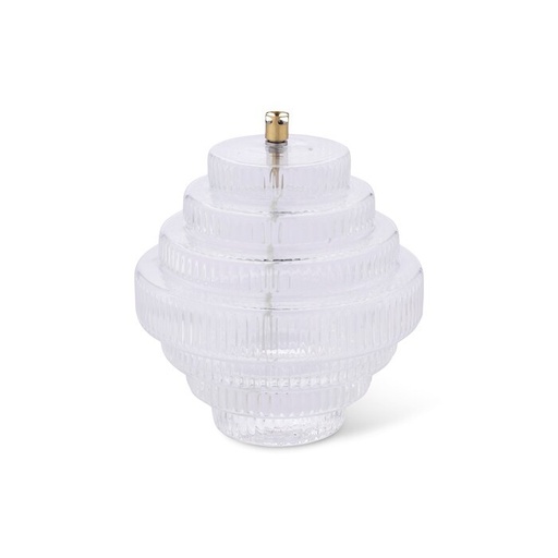 [1302] Lampe à huile Twin – verre clair, laiton – L Ø 20 × 23 cm
