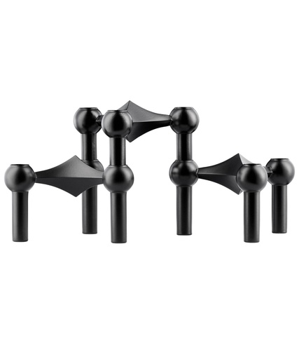 [9033] Bougeoirs stoff nagel - noir mat - pack de 3