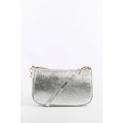 [1027-214] Sac Milo 100% cuir de vachette – Argent irisé