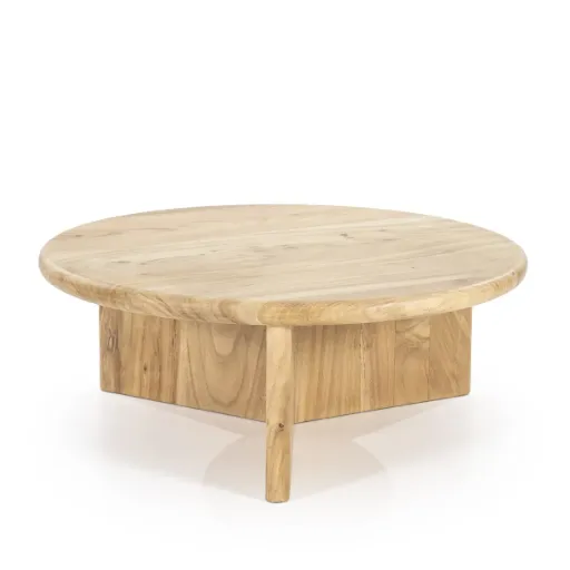 [240111] Table basse Leoti Large - bois naturel - D80 H30