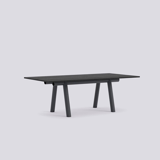 [AE580-D394-AI43] Table Boa – plateau chêne laqué noir – piétement charbon thermolaqué