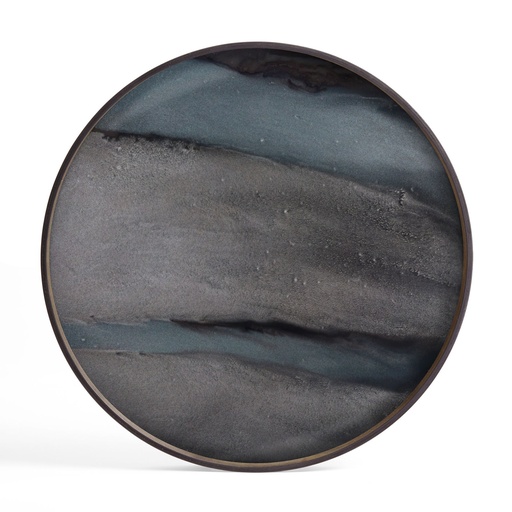[20913] Plateau rond en verre l - graphite organic – brun foncé