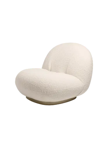 [10062198] Pacha lounge chair - fully upholstered - pearl gold finish - tissu karakorum