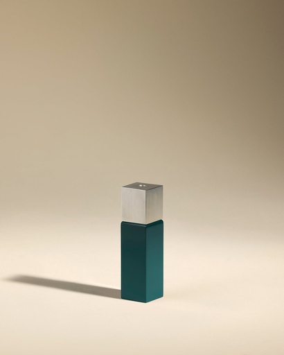 [12DECBGROSC-BLEUH15] Bougeoir oscar - bleu sarah / argenté - h15 cm