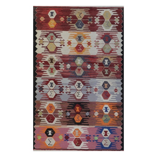 [A241245] Tapis kilim avec fils anciens 285 x 178 cm