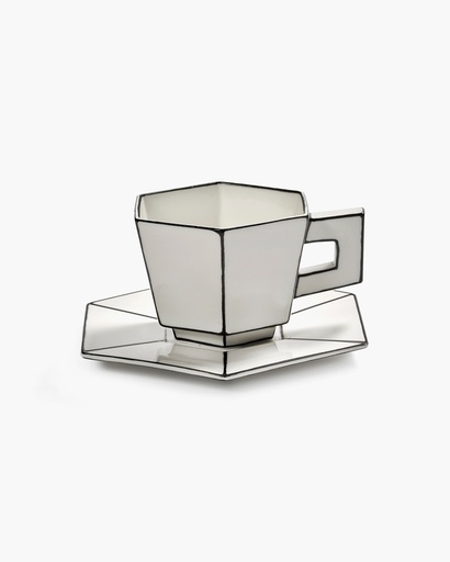 [B0125002-008] Tasse à cappuccino + soucoupe – blanc/noir