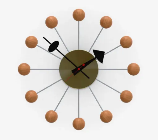 [20125007] Horloge Ball cherry avec trotteuse - cerisier / chrome, ø 330 mm