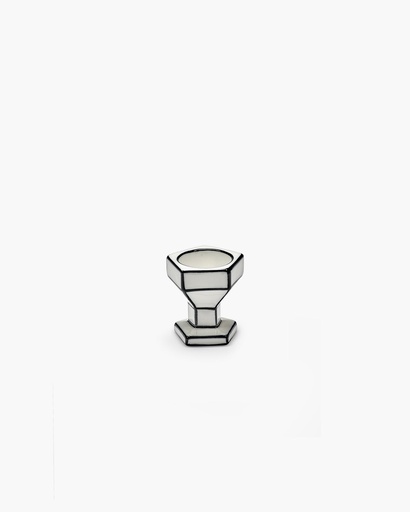 [B0126010-008] Coquetier – blanc/noir – D6.2 H6.4cm