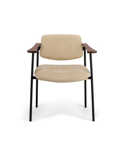 [T24CHA21480TUUU] Chaise Pio bois brun velours côtelé beige