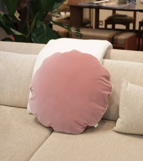 [T26COU00101T047] Coussin Bomboloni velours rose poudré Ø 47