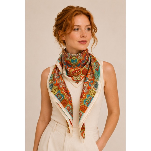 Foulard coton et soie, 110 x 110