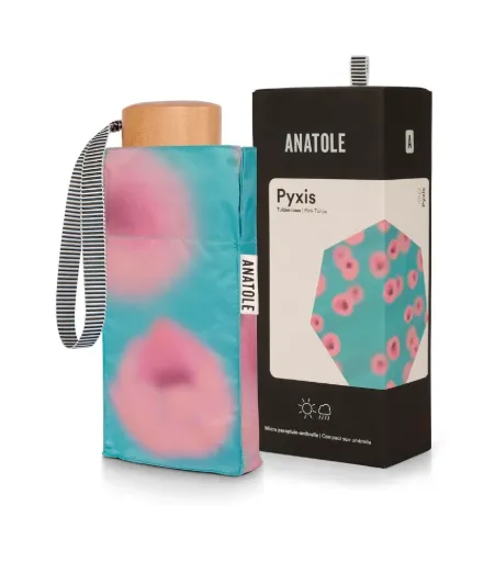 [S110BLRS] Mini parapluie-ombrelle Pyxis anti-UV double protection – Tulipes roses