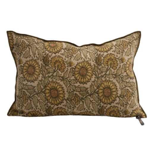 Coussin Vice Versa Lin Wabi-Sabi Imprimé - les tournesols bronze
