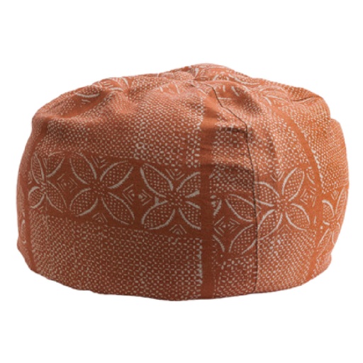 Pouf Bulle Lin Wabi-Sabi Imprimé - bogolan henné