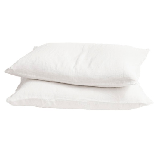 Taie d'oreiller Basic Lin Lavé - blanc