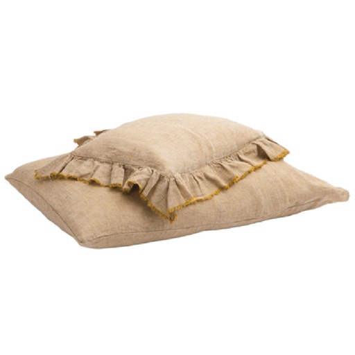Taie d'oreiller Boho Lin Lavé Shaker - ocre