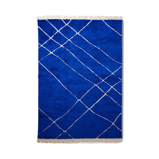 [TTK3089] Tapis laine noué main, cobalt (200×300 cm)