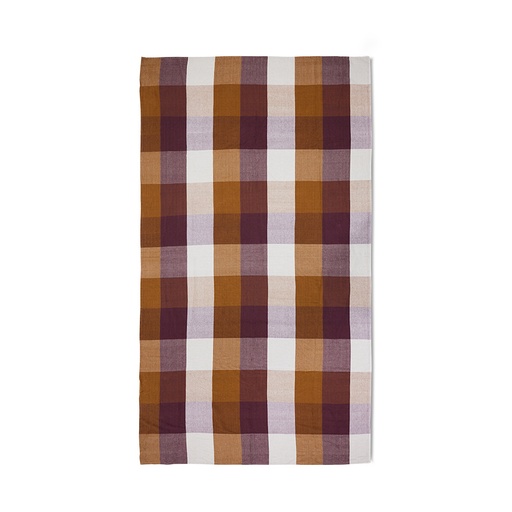 [TTL0010] Nappe à carreaux Vida, ambre/bordeaux (140×220 cm)