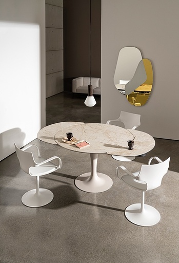 Table Flûte ronde extensible en céramique