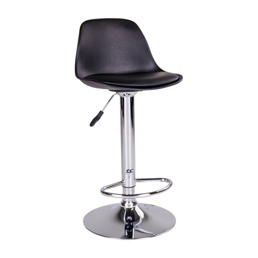 [1001080] Chaise de bar Trondheim – similicuir, noir, pieds chromés