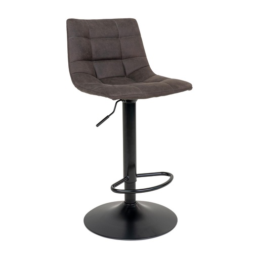 [1001302] Chaise de bar Middelfart – microfibre, gris foncé, pieds noirs