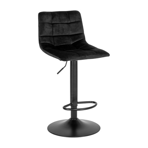 [1001304] Chaise de bar Middelfart – velours, noir, pieds noirs
