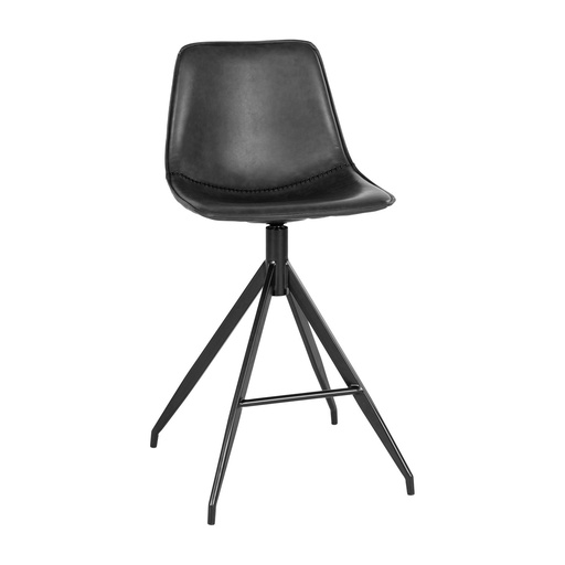 [1001322] Chaise de comptoir Monaco – similicuir, noir, pieds noirs