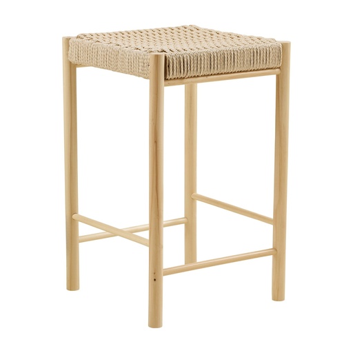 [1001480] Chaise de comptoir avec assise en osier naturel Abano – peuplier, naturel