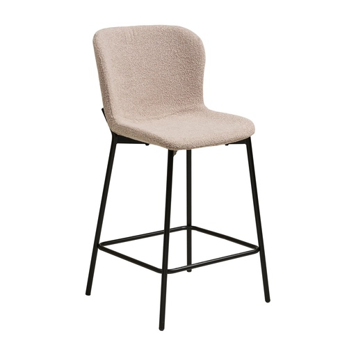 [1050001] Chaise de comptoir Maceda – bouclette, beige, pieds noirs