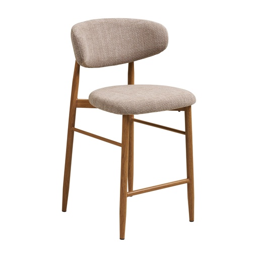 [1050005] Chaise de comptoir Levanto – sable, pieds effet bois, chêne