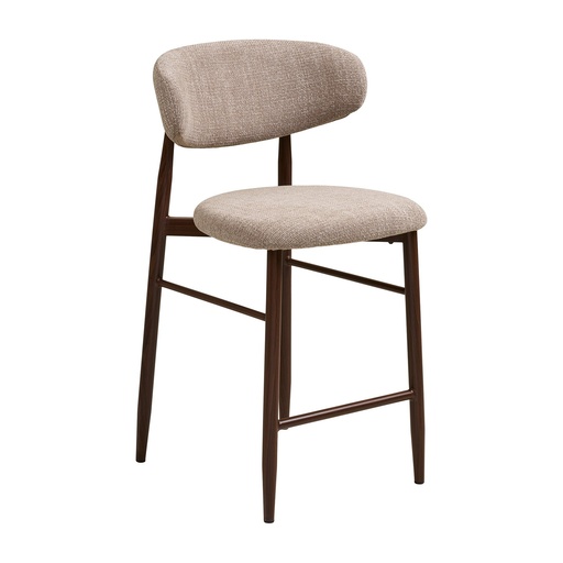 [1050006] Chaise de comptoir Levanto – sable, pieds effet bois, noyer