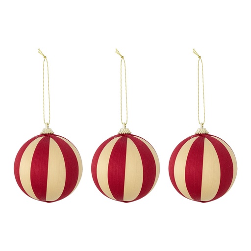 [82072370] Boules décoratives Wynn - rouge - polyester - Ø8 cm