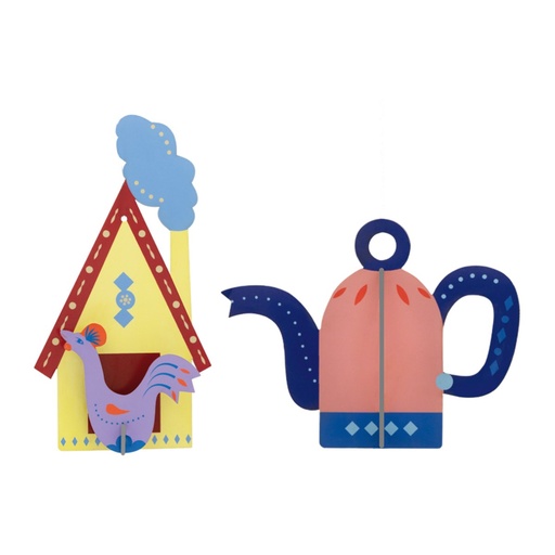 [ORN51] Ornement Northern Tales - maison de thé et théière (lot de 2)