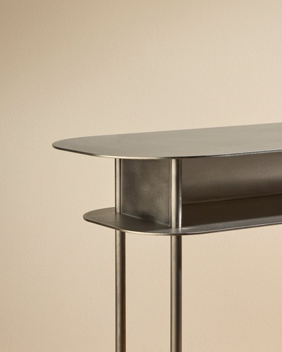 [11CONSTOKINO-INOXBROSSE-150X40X8] Console Tokyo - inox brossé - 150 × 40 × 85 cm