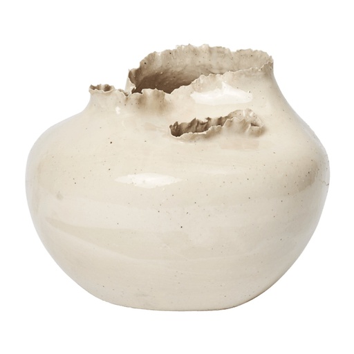 Vase rond Tereo – blanc cassé moucheté